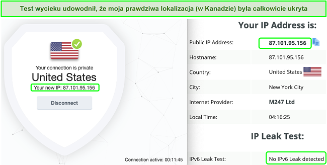 Zrzut ekranu amerykańskiego serwera na BullGuard, który po testach pozostaje wolny od wycieków