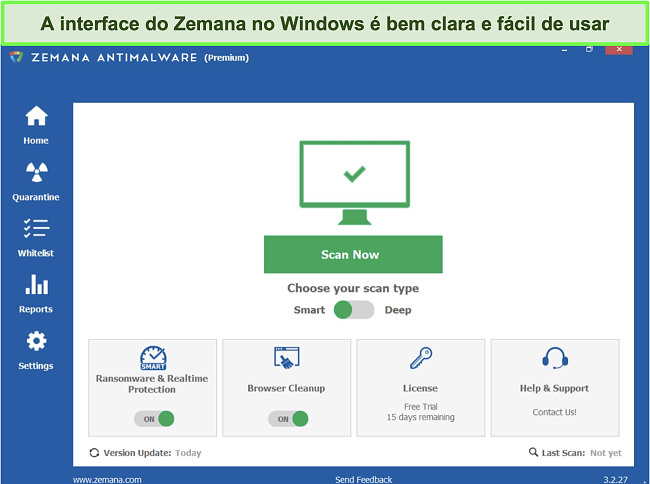 Captura de tela do aplicativo Zemana para Windows.