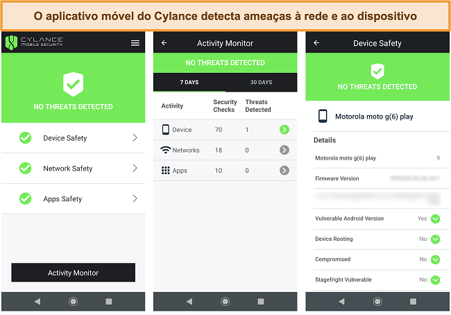 Captura de tela do aplicativo móvel do Cylance no Android.