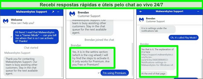 Captura de tela do recurso de chat ao vivo e agente resolvendo uma questão técnica