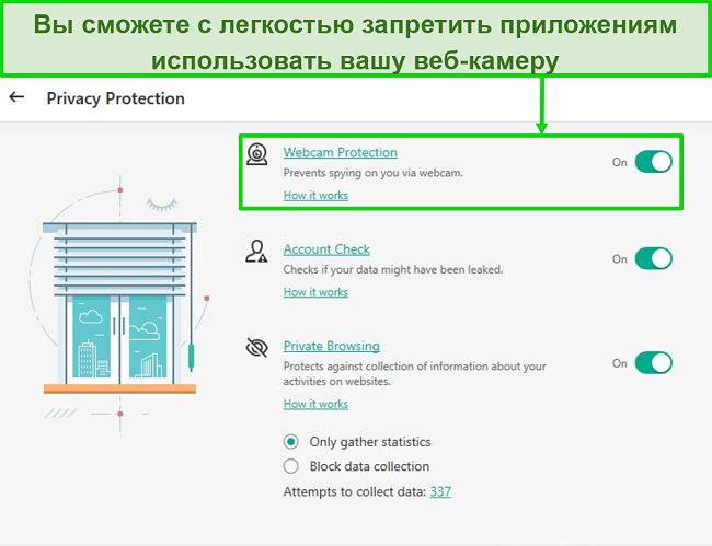 Скриншот параметров Kaspersky Desktop Privacy Protection