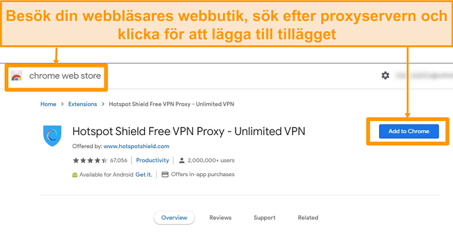 Skärmdump av nedladdning av Hotspot Shield gratis proxy-webbläsare