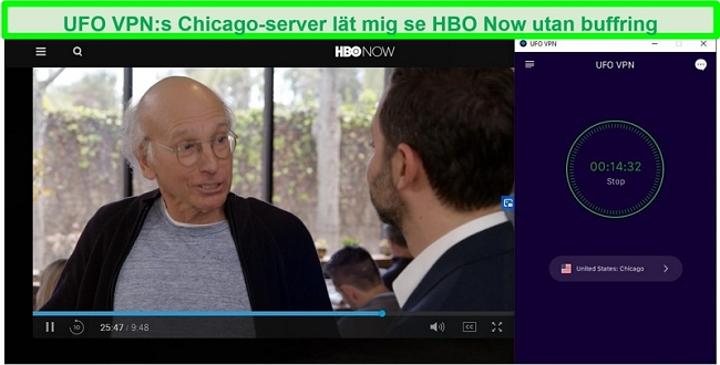 Stoppa din entusiasm när du spelar på HBO Nu när du är ansluten till UFO VPNs Chicago US-server