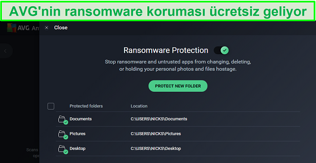 AVG Antivirus Ransomware Protection indirme ekranının ekran görüntüsü.