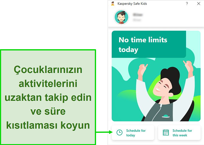 Kaspersky Safe Kids bireysel profilinin ekran görüntüsü.