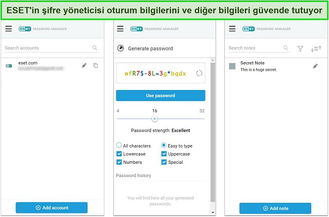 ESET'in parola yöneticisinin ekran görüntüsü