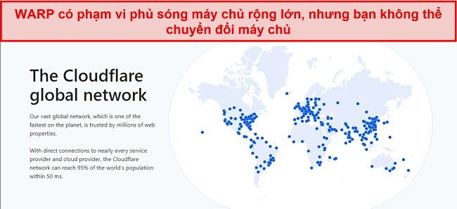 Ảnh chụp màn hình mạng máy chủ của WARP