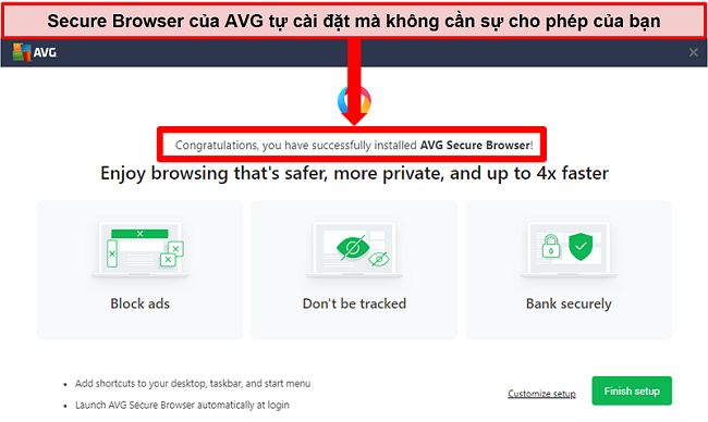 Ảnh chụp màn hình chính của AVG Secure Browser.
