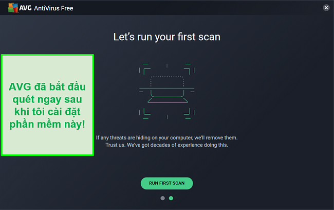 Ảnh chụp màn hình quét đầu tiên của AVG Antivirus.