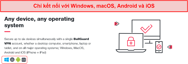 Ảnh chụp màn hình về số lượng thiết bị giới hạn mà BullGuard có thể kết nối với