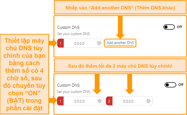 Ảnh chụp màn hình cách truy cập và tạo máy chủ DNS tùy chỉnh trên BullGuard