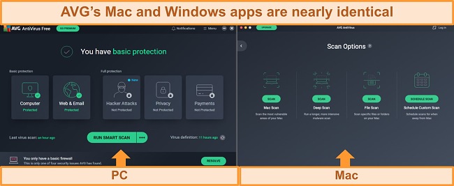 Screenshot of AVG desktop apps