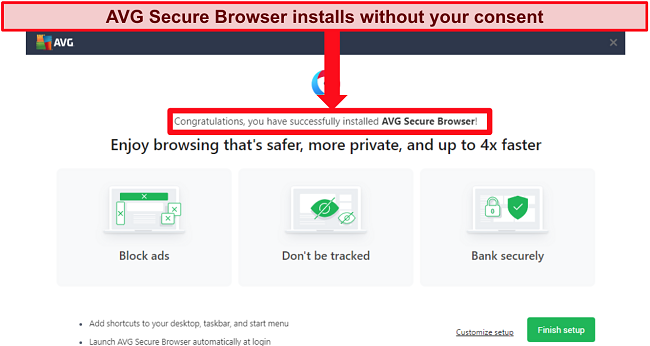 screenshot of avg secure browser