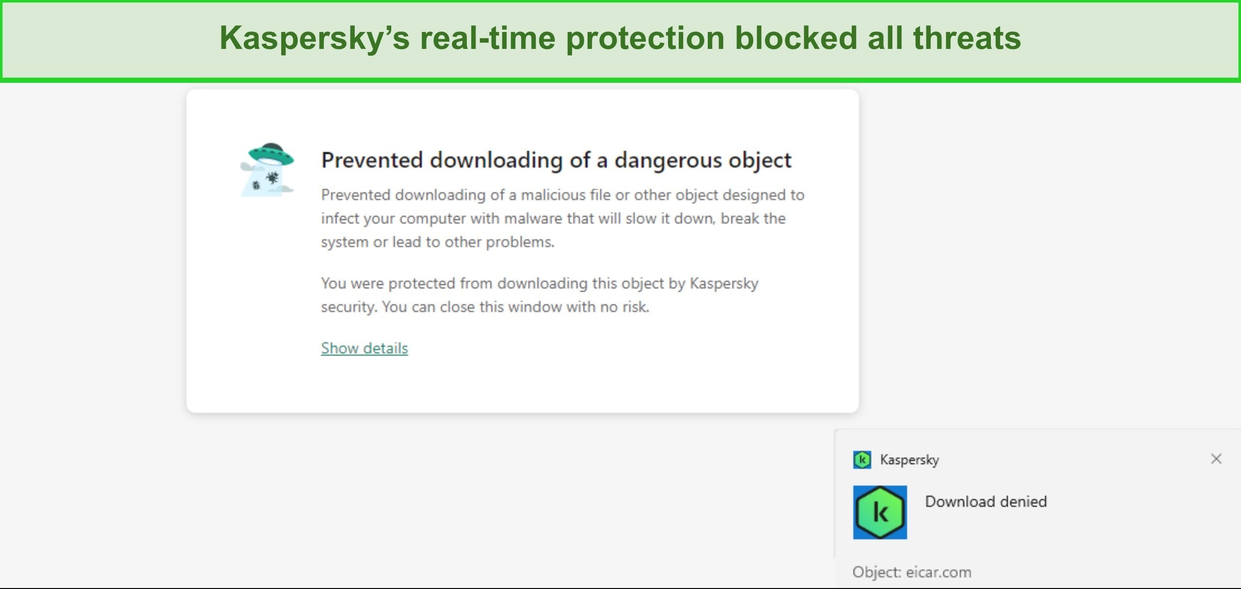 Screenshot of Kaspersky real-time protection