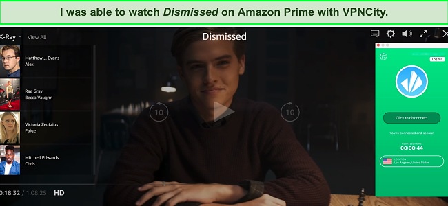 Screenshot of Streaming Amazon Prime with VPNCity.