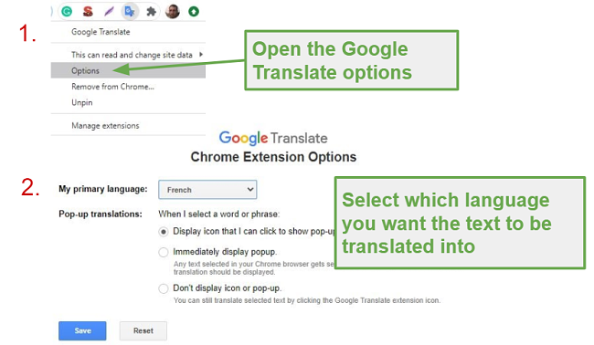 Choose your primary language for Google Translate