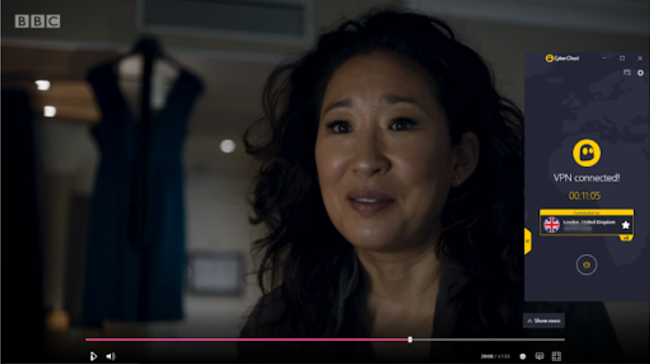 CyberGhost VPN Screenshot of CyberGhost streaming Killing Eve on BBC iPlayer