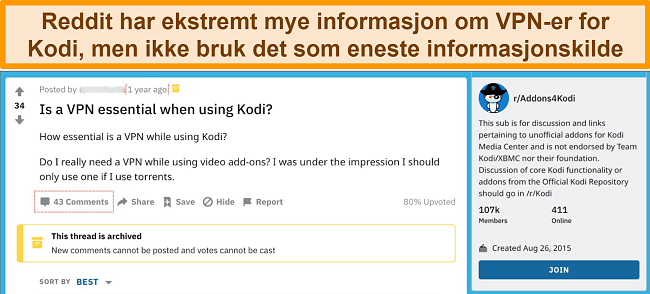 Kodi Reddit har gode tips om VPN-er