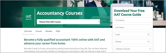 Screenshot of Accountancy courses on ICS Learn