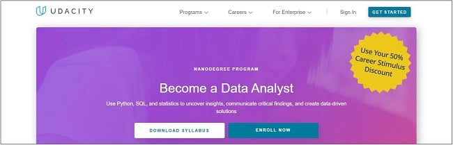 Screenshot of a Data Analysis course on Udacity