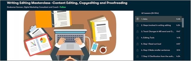 Screenshot of an Editing class on Skillshare