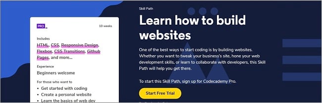 Screenshot of a Web Design course on Codecademy