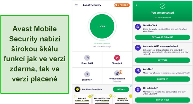Recenze Avast Antiviru: Rozhraní mobilní aplikace