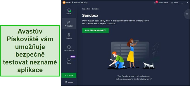 Recenze Avast Antiviru: Funkce Pískoviště pro testování nebezpečných aplikací