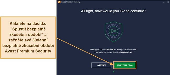Recenze Avast Antiviru: Spuštění zkušební verze Avast Premium Security