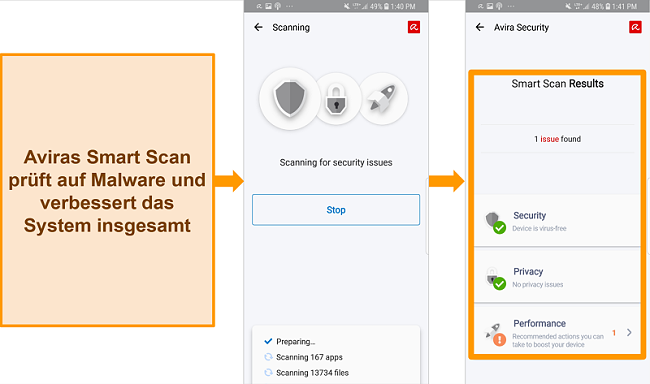 Screenshot von Avira Antivirus auf Android.