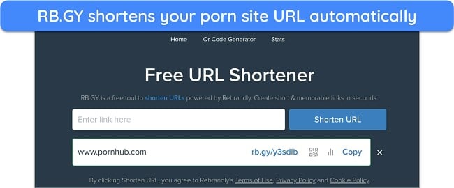 Screenshot of RB.GY URL shortener