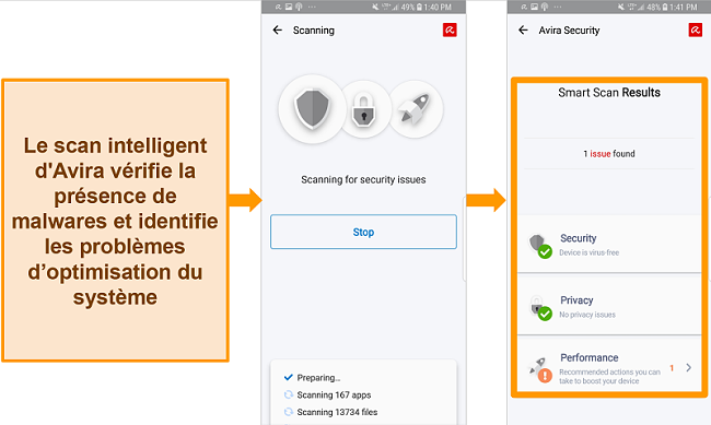 Capture d'écran d'Avira Antivirus sur Android.