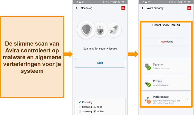 Screenshot van Avira Antivirus op Android.