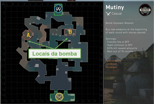 Captura de tela do Defusal Map CSGO
