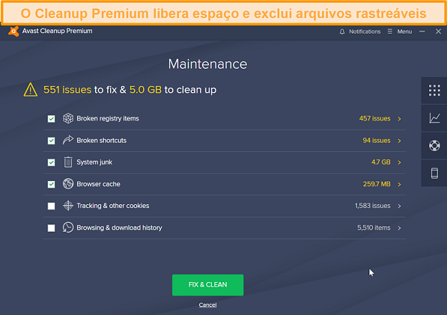 Captura de tela do Avast Cleanup Premium explicando quais arquivos no dispositivo precisam ser removidos.
