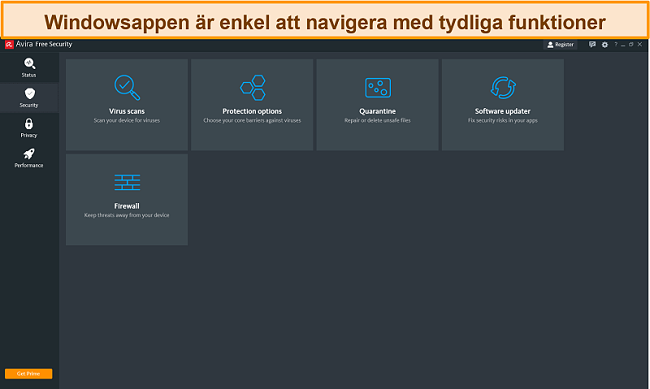 Skärmdump av Avira Antivirus i Windows.