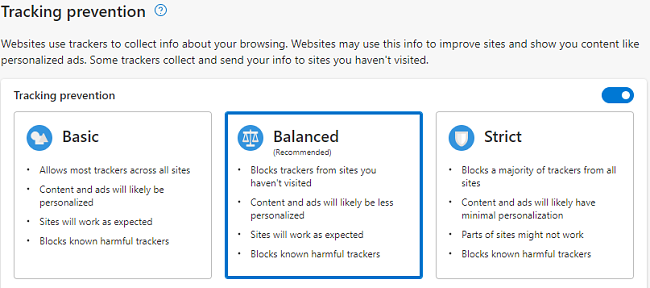 Tracking Prevention Microostf Edge