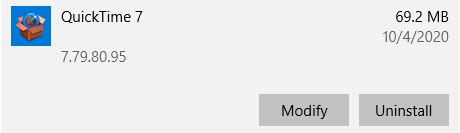 Uninstall QuickTime