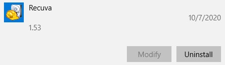 Uninstall Recuva