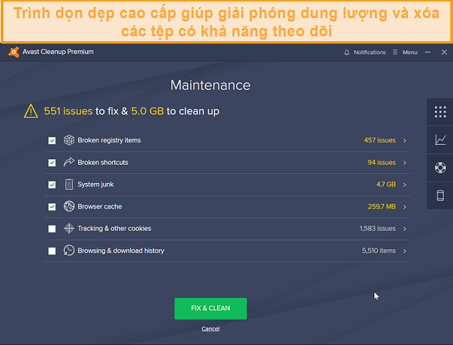 Ảnh chụp màn hình của Avast Cleanup Premium giải thích những tệp nào trên thiết bị cần xóa.