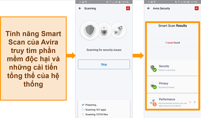 Ảnh chụp màn hình Avira Antivirus trên Android.