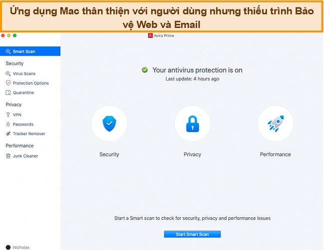 Ảnh chụp màn hình Avira Antivirus trên Mac.