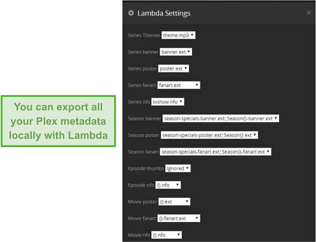 Screenshot of the Lambda plugin for Plex.