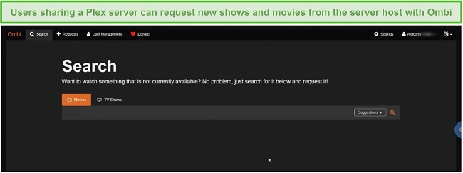 Screenshot of Ombi plugin for Plex.