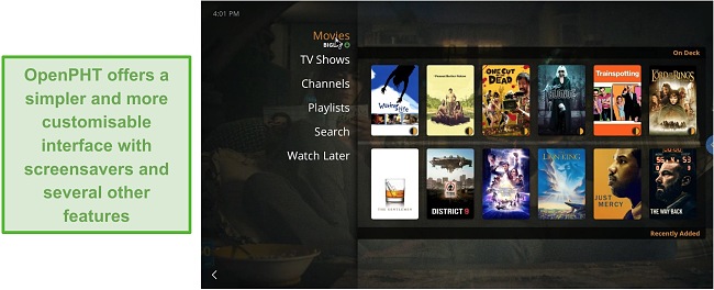 Screenshot of OpenPHT app for Plex.