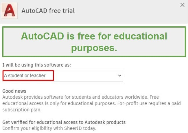 AutoCAD free for education 