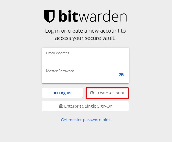 Create bitwarden Account