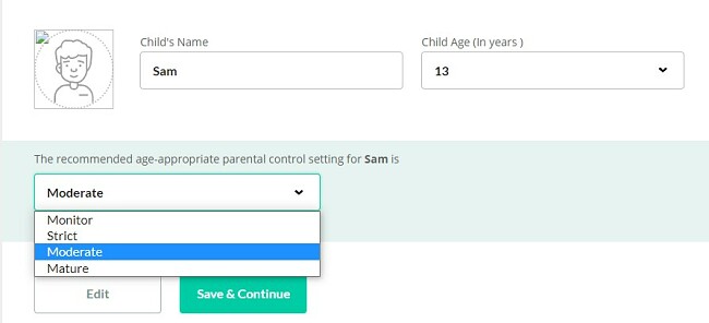 Create mobicip child profile