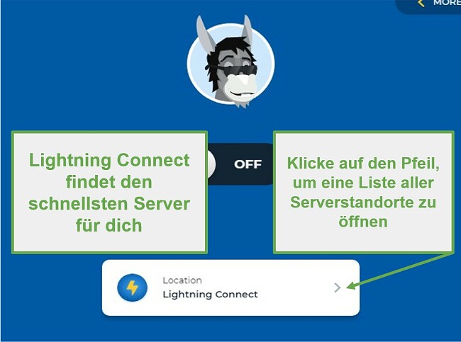 Screenshot der Lightning Connect-Funktion von HMA