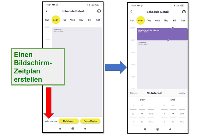 Erstellen Sie einen Zeitplan mit Net Nanny